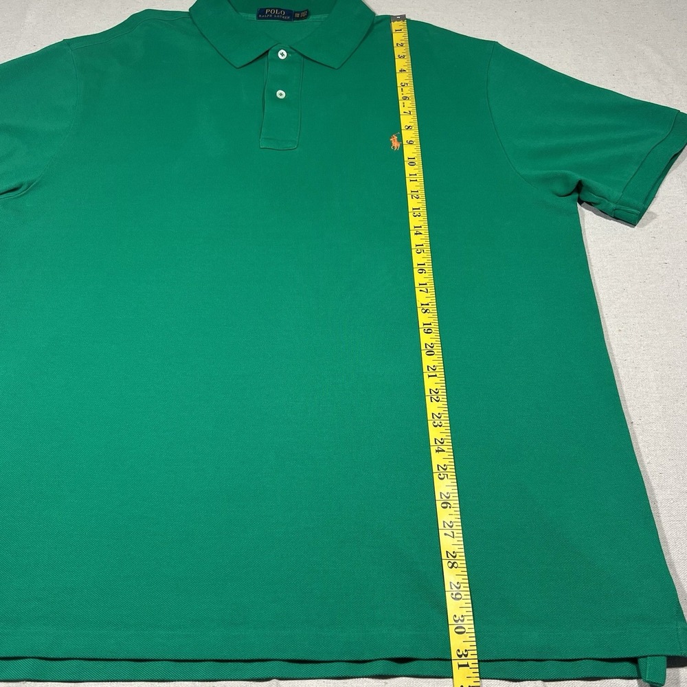Polo Ralph Lauren Men's 2XB Green Shirt‎ Cotton Short Sleeves Orange Pony Preppy - Picture 8 of 10
